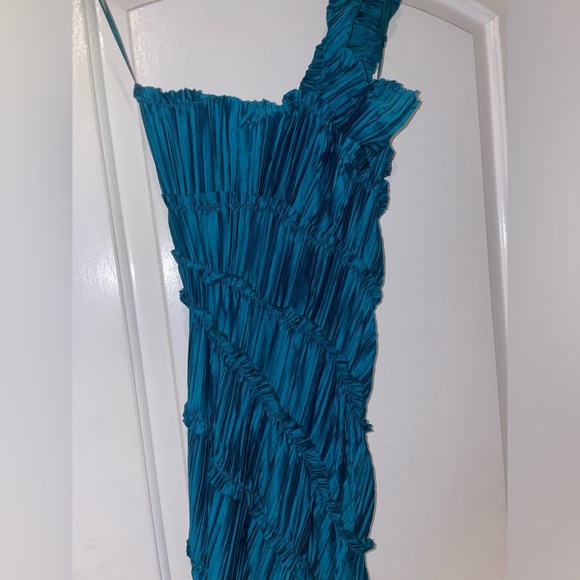 New! Cult Gaia Livia One Shoulder Asymmetric Gown in Deep Teal Seamoss 🌊🐚 XS - Picture 14 of 16